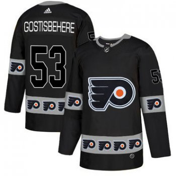 Men's Philadelphia Flyers #53 Shayne Gostisbehere Black Team Logos Fashion Adidas Jersey