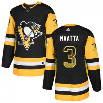 Men's Pittsburgh Penguins #3 Olli Maatta Black Drift Fashion Adidas Jersey