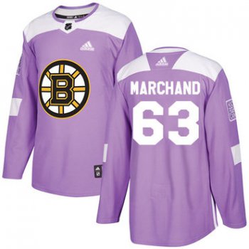 Adidas Bruins #63 Brad Marchand Purple Authentic Fights Cancer Stitched NHL Jersey