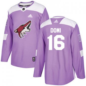 Adidas Coyotes #16 Max Domi Purple Authentic Fights Cancer Stitched NHL Jersey