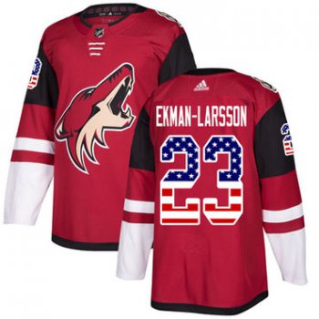 Adidas Coyotes #23 Oliver Ekman-Larsson Maroon Home Authentic USA Flag Stitched NHL Jersey