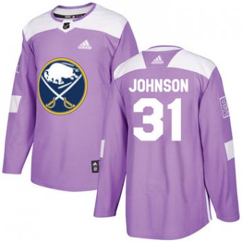 Adidas Sabres #31 Chad Johnson Purple Authentic Fights Cancer Stitched NHL Jersey