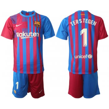 Men 2021-2022 Club Barcelona home red 1 Nike Soccer Jerseys