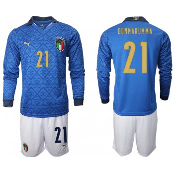 Men 2021 European Cup Italy home Long sleeve 21 soccer jerseys