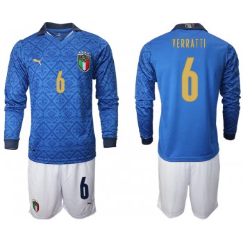 Men 2021 European Cup Italy home Long sleeve 6 soccer jerseys