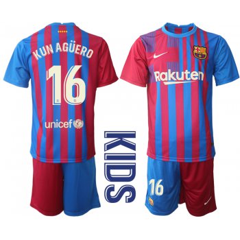 Youth 2021-2022 Club Barcelona home red 16 Nike Soccer Jerseys