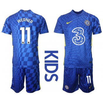 Youth 2021-2022 Club Chelsea FC home blue 11 Nike Soccer Jerseys 1