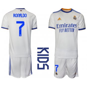Youth 2021-2022 Club Real Madrid home white 7 Soccer Jerseys