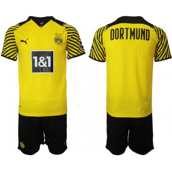 Men 2021-2022 Club Borussia Dortmund home balnk yellow Soccer Jersey