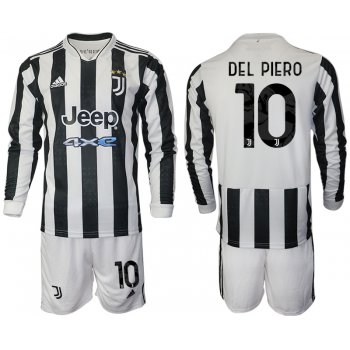 Men 2021-2022 Club Juventus home white Long Sleeve 10 Adidas Soccer Jersey