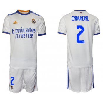 Men 2021-2022 Club Real Madrid home white 2 Soccer Jerseys