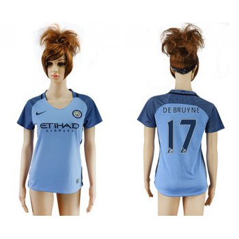 2016-17 Manchester City #17 DE BRUYNE Away Soccer Women's Blue AAA+ Shirt