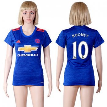 2016-17 Manchester United #10 ROONEY Away Soccer Women's Red AAA+ Shirt