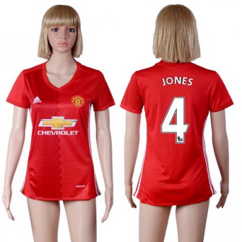 2016-17 Manchester United #4 JONES Home Soccer Women's Red AAA+ Shirt