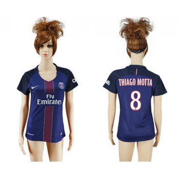 2016-17 Paris Saint-Germain #8 THIAGO MOTTA Home Soccer Women's Navy Blue AAA+ Shirt