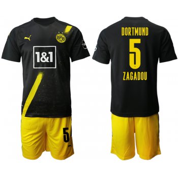Men 2020-2021 club Borussia Dortmund away 5 black Soccer Jerseys