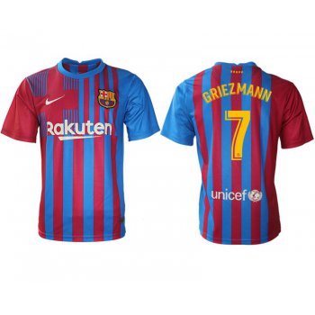 Men 2021-2022 Club Barcelona home aaa version red 7 Nike Soccer Jersey