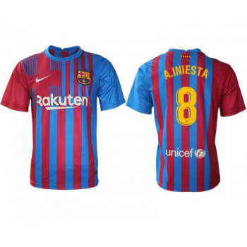 Men 2021-2022 Club Barcelona home aaa version red 8 Nike Soccer Jersey