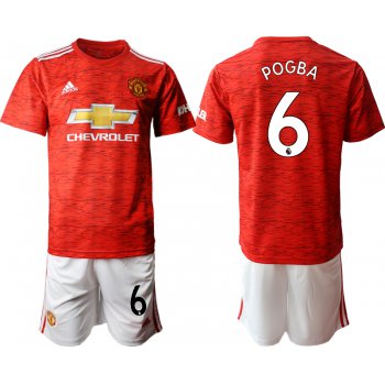 Men 2020-2021 club Manchester United home 6 red Soccer Jerseys