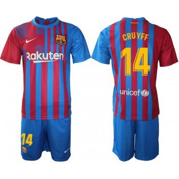 Men 2021-2022 Club Barcelona home blue 14 Nike Soccer Jersey