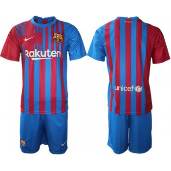 Men 2021-2022 Club Barcelona home blue blank Nike Soccer Jersey
