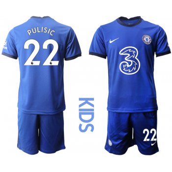 Youth 2020-2021 club Chelsea home 22 blue Soccer Jerseys