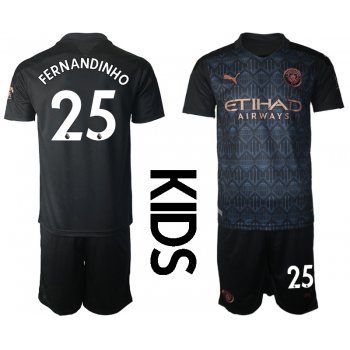 Youth 2020-2021 club Manchester City away black 25 Soccer Jerseys