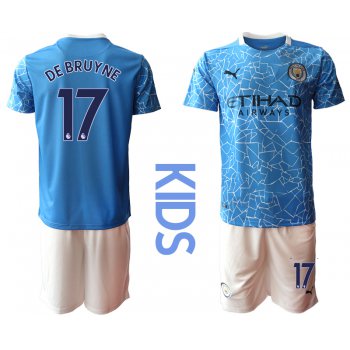 Youth 2020-2021 club Manchester City home blue 17 Soccer Jerseys