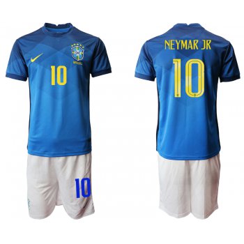 Men 2020-2021 Season National team Brazil away blue 10 Soccer Jersey