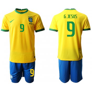 Men 2020-2021 Season National team Brazil home yellow 9 Soccer Jersey1