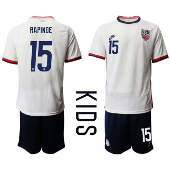 Youth 2020-2021 Season National team United States home white 15 Soccer Jersey
