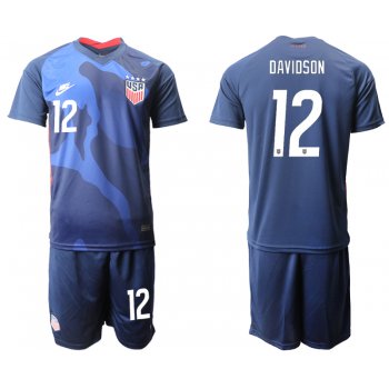 Men 2020-2021 Season National team United States away blue 12 Soccer Jersey