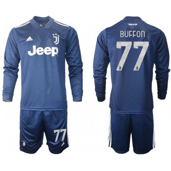 Men 2020-2021 club Juventus away long sleeves 77 blue Soccer Jerseys