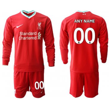 Men 2020-2021 club Liverpool home long sleeves customized red Soccer Jerseys