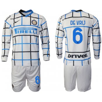 Men 2020-2021 club Inter milan away long sleeve 6 white Soccer Jerseys