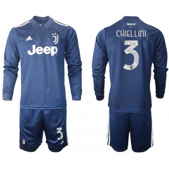 Men 2020-2021 club Juventus away long sleeves 3 blue Soccer Jerseys