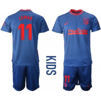 Youth 2020-2021 club Atletico Madrid away 11 blue Soccer Jerseys