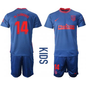Youth 2020-2021 club Atletico Madrid away 14 blue Soccer Jerseys