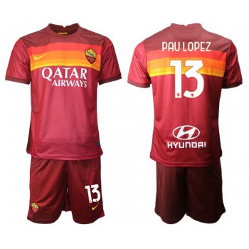 Men 2020-2021 club AS Roma home 13 red Soccer Jerseys