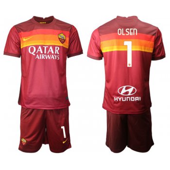Men 2020-2021 club AS Roma home 1 red Soccer Jerseys