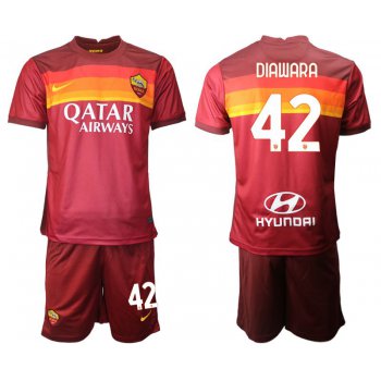 Men 2020-2021 club AS Roma home 42 red Soccer Jerseys