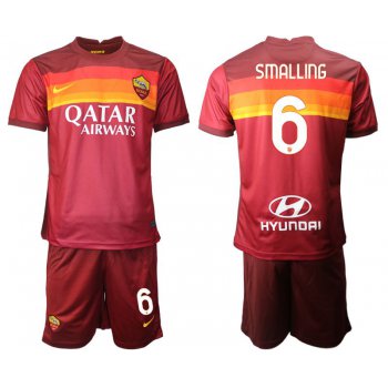 Men 2020-2021 club AS Roma home 6 red Soccer Jerseys
