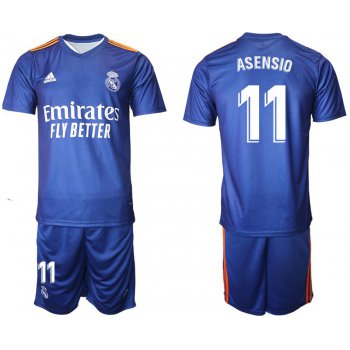 Men 2021-2022 Club Real Madrid away blue 11 Adidas Soccer Jersey