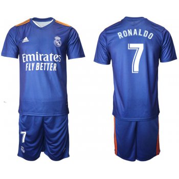 Men 2021-2022 Club Real Madrid away blue 7 Adidas Soccer Jersey