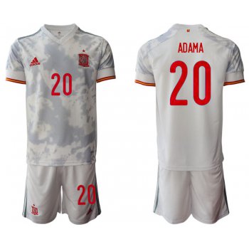 Men 2020-2021 European Cup Spain away white 20 Adidas Soccer Jersey