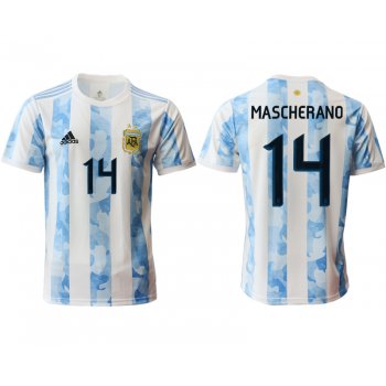 Men 2020-2021 Season National team Argentina home aaa version white 14 Soccer Jersey