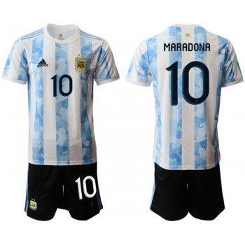 Men 2020-2021 Season National team Argentina home white 10 Soccer Jersey1