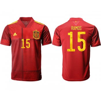 Men 2021 Europe Spain home AAA version 15 soccer jerseys