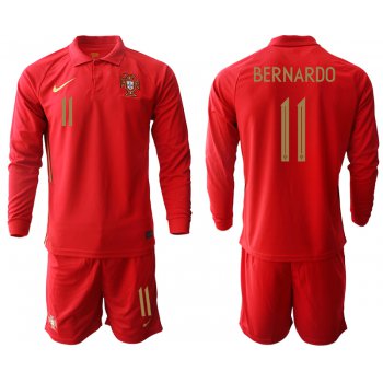 Men 2021 European Cup Portugal home red Long sleeve 11 Soccer Jersey1