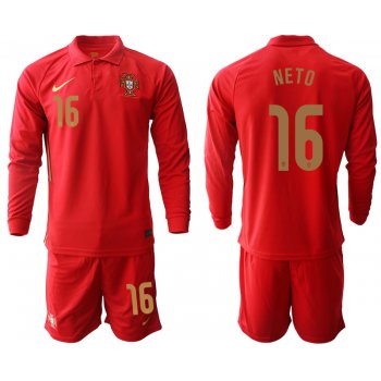 Men 2021 European Cup Portugal home red Long sleeve 16 Soccer Jersey
